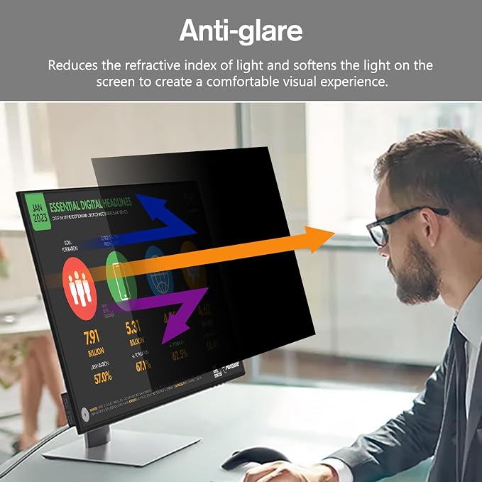 BERSEM 22 Inch Monitor Computer Privacy Screen Filter
