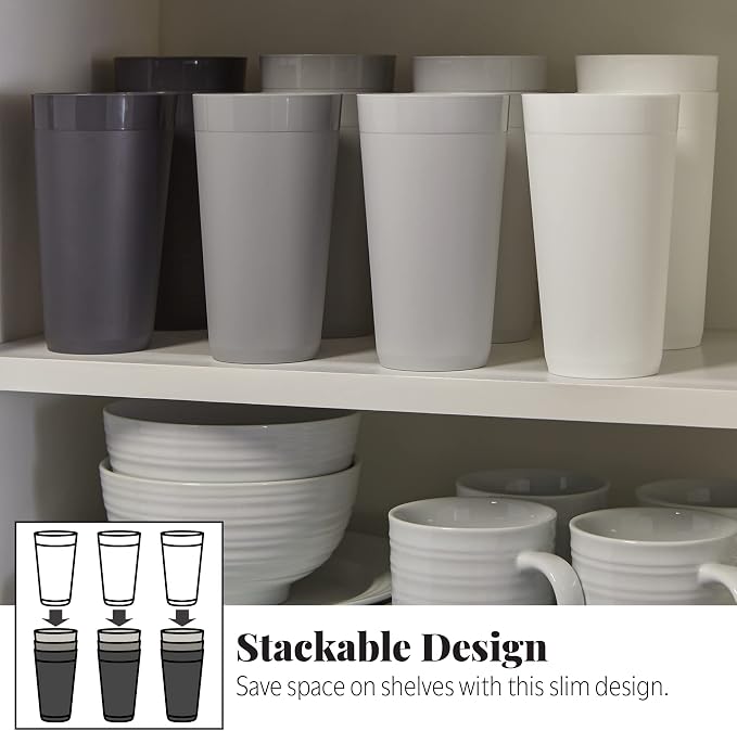 US Acrylic Newport 20 ounce Unbreakable Plastic Stackable Water Tumblers in