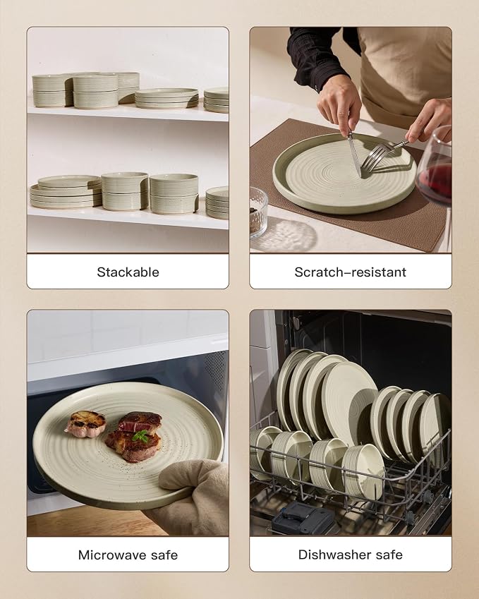 Dinnerware Set for 6, Ceramic Plates & Bowls