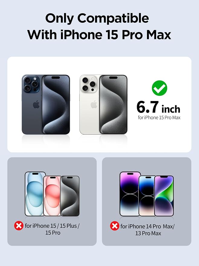 Compatible for iPhone 15 Pro Max Privacy Screen Protector Tempered Glass 6.7