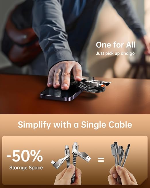 4-in-1 Long USB C Cable 10FT Compatible