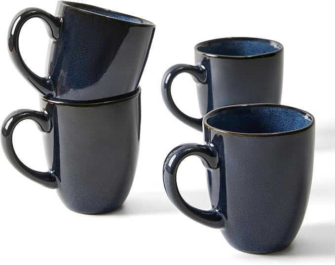 Pokini Coffee Mug 15 oz, Ceramic Coffee Mugs Set of 4, Reactive Glaze Mug