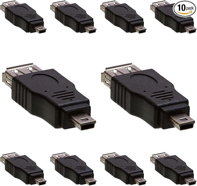 Cmple - [10 Pack Mini USB to USB Adapter Standard USB 2.0 A Female Jack to Mini