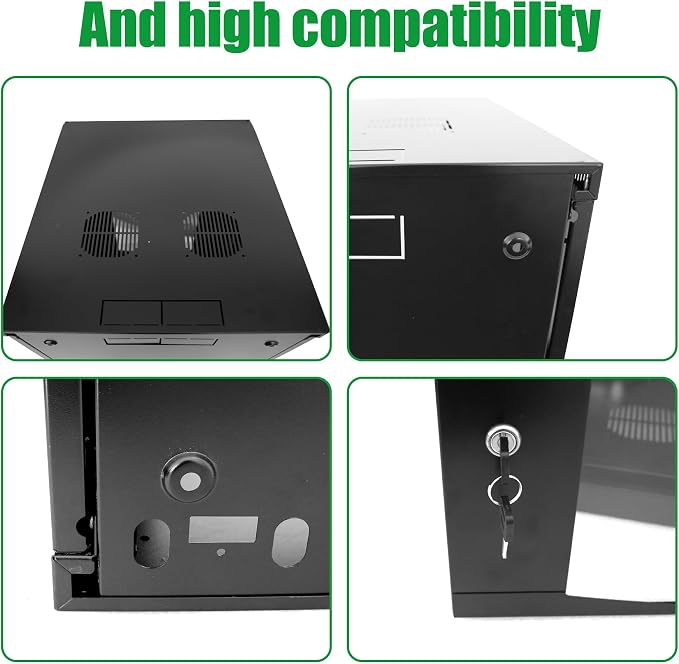 12U Server Cabinet Wall Mount Rack Enclosure