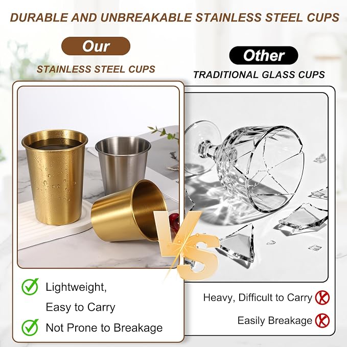 uxcell 2 Pcs Stainless Steel Cups, 12oz/350ml Metal Cups Double Wall Tumbler