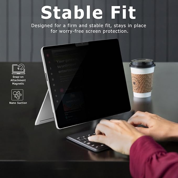 Adeway Magnetic Privacy Screen for Surface Pro 12 inch, Anti-Glare, 30° Side