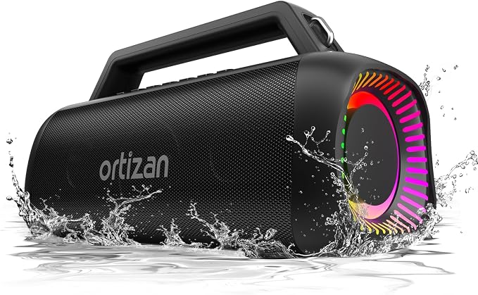 Ortizan Portable Bluetooth Speaker Loud, 80W Peak, Bass Up, 20H Playtime