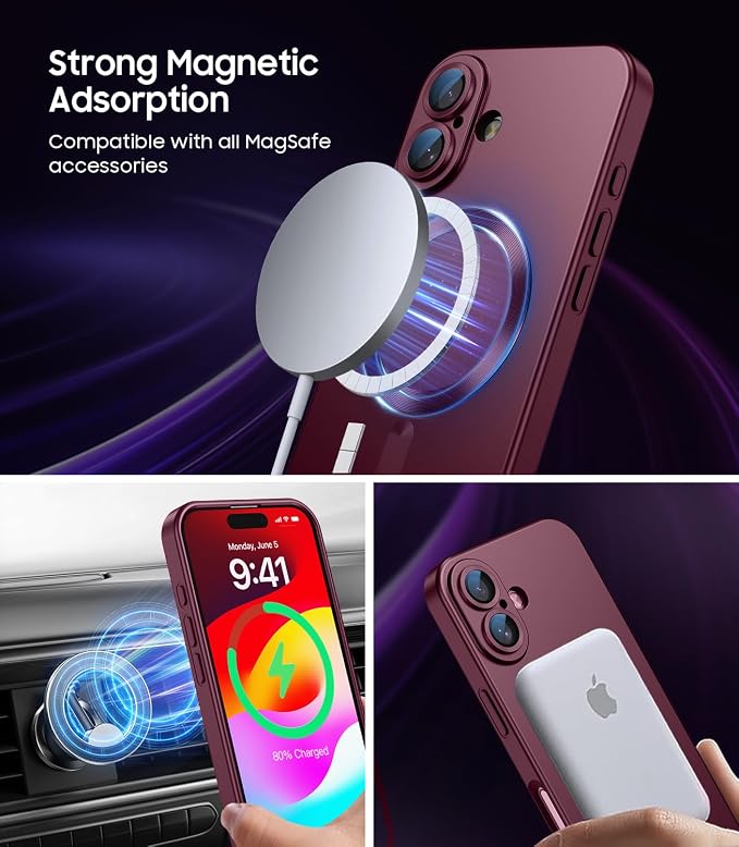 Magnetic for iPhone 16 Case Slim Soft Silicone Bumper Shockproof Metallic