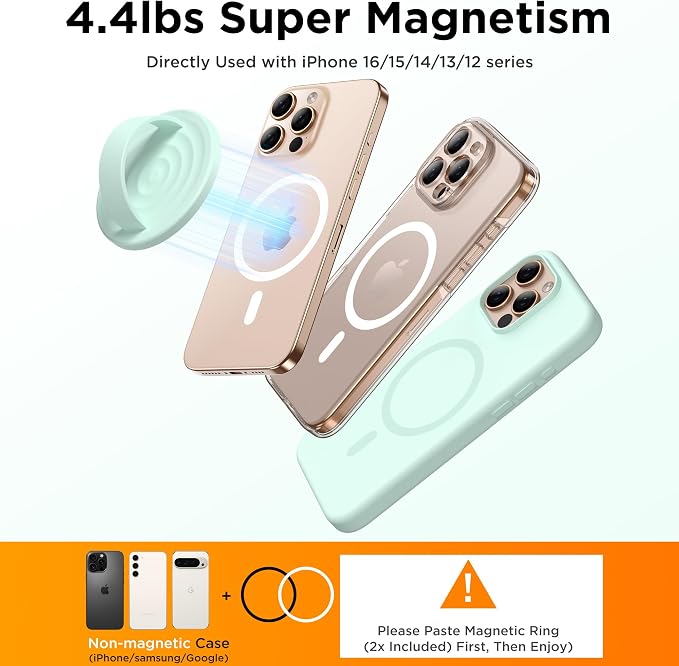 Magnetic Phone Ring Grip Holder, Silicone Finger Loop Grip, Compatible
