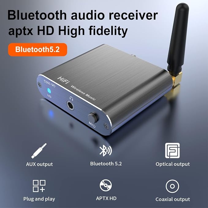Bluetooth 5.2 Wireless Audio Transmitter Receiver Adapter