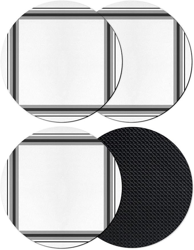 Black Gray Grid Coasters Set of 4, Absorbent Coasters