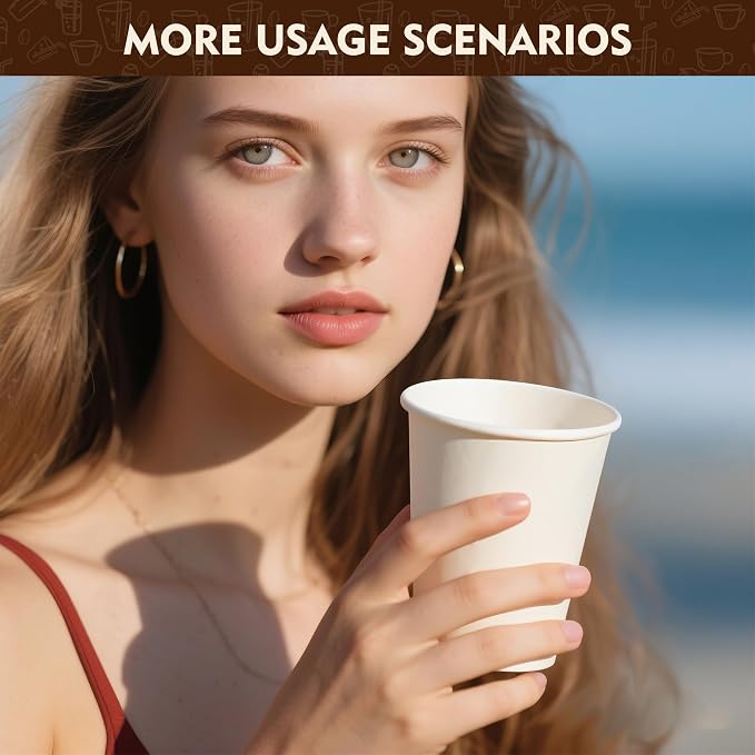 YEEHAW 16 oz 500 Pack White Disposable Paper Coffee Cups |