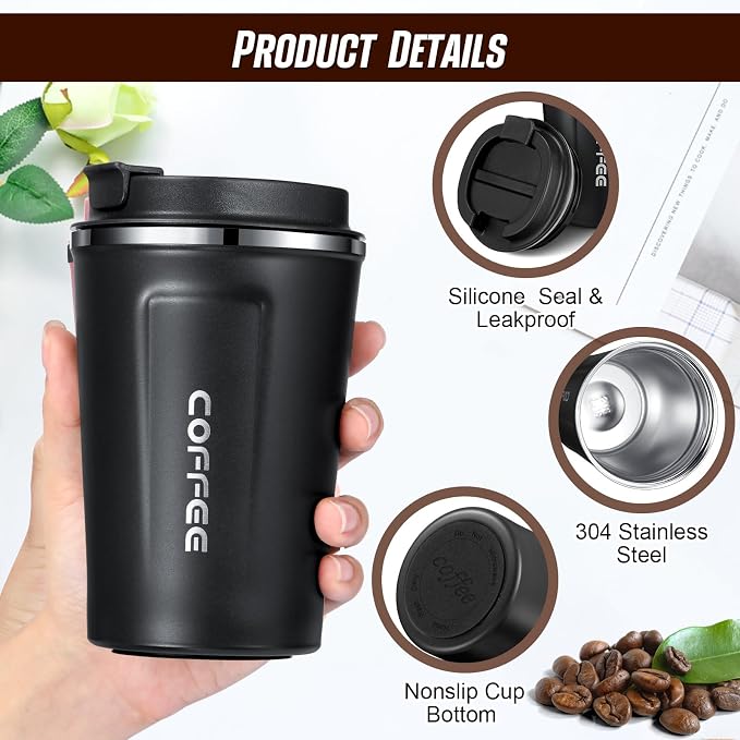 Sieral 4 Pcs 13 oz Travel Coffee Mug Insulated Reusable Coffee Cups