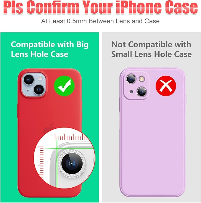 AGVEE 3+3 for iPhone 14 6.1" / 14 Plus 6.7" Camera Lens Protector, Bling