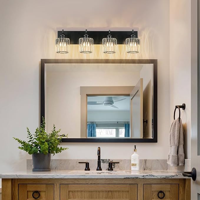 Black Crystal Bathroom Vanity Lights