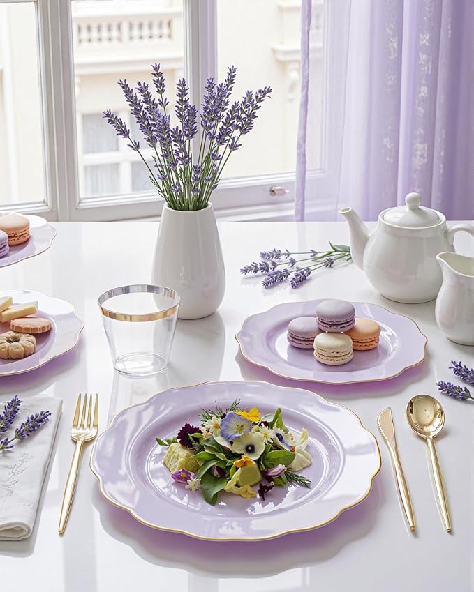 bUCLA 180PCS Purple Plastic Plates