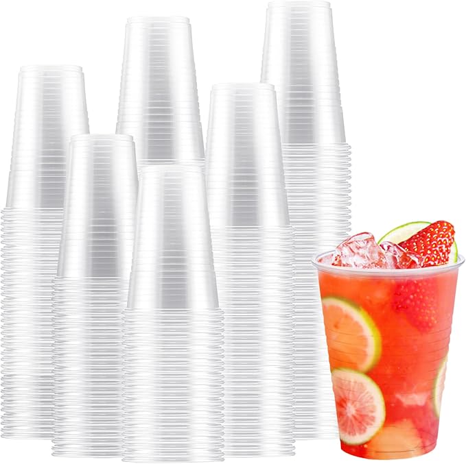 Lamosi 300 Count 16 oz Clear Plastic Cups, Disposable Cold Drinking Cups |
