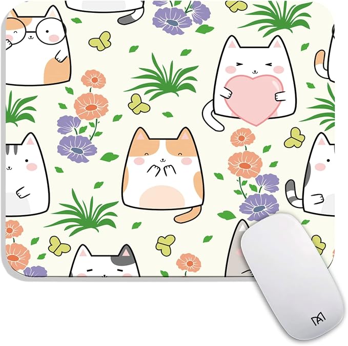 Square Mouse Pad Cute Cat, Personalized Premium-Textured Custom Mouse Mat Design