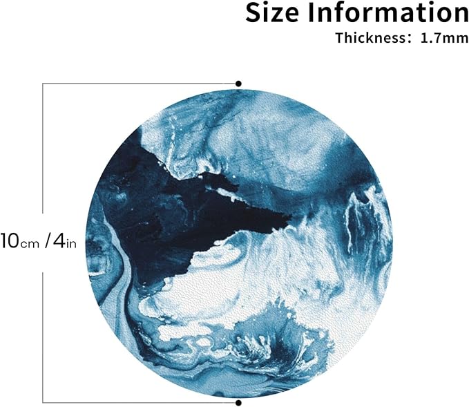 Blue Ocean Marble Coasters Set of 6 Coasters