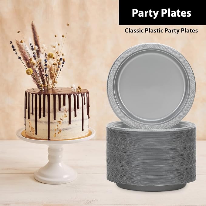 Hanna K. Signature Silver Solid Color Premium Heavy Weight Plastic Appetizer