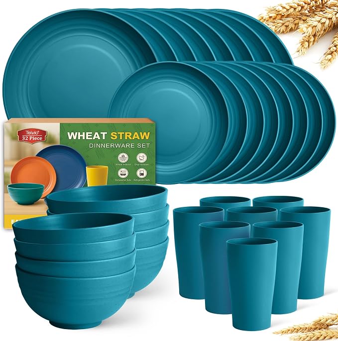 Teivio 32-Piece Plates and Bowls Sets