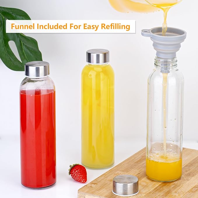 Zukro 18 oz Glass Water Bottles