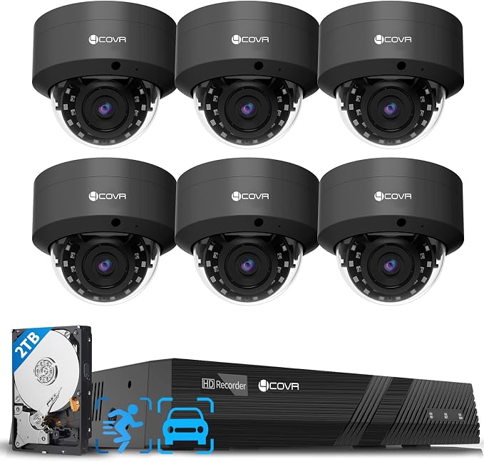 4COVR NVR Security Camera System, 6X 8MP IK10 Vandal-Proof Commercial Wired PoE