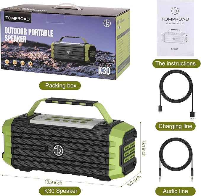 Portable Bluetooth Speaker 120W Peak 80W Wireless Speakers, TWS Pairing