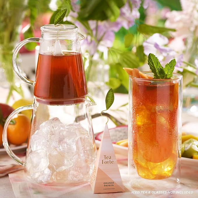 Tea Forte Tea Over Ice Steeping Pitcher Set, 2 Piece | Steeping Lidded Pitchers