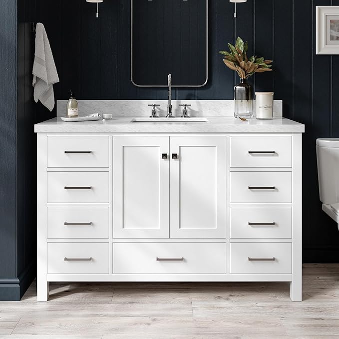 Cambridge 55" White Bathroom Vanity