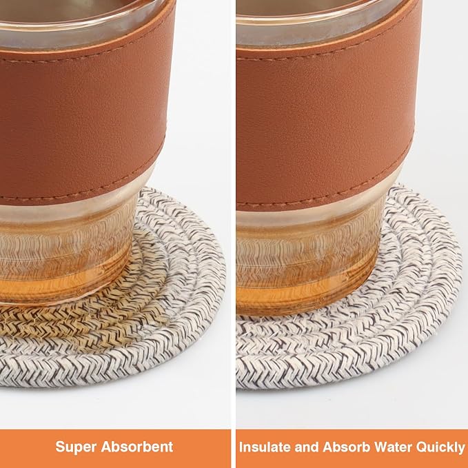 Large 4.8" Cotton Coasters for Drinks Set of 2