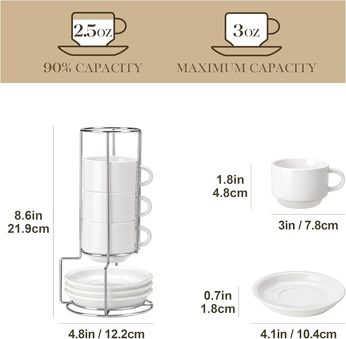 MALACASA 2.5 OZ Porcelain Espresso Cups