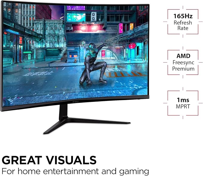 ViewSonic VX3218C-2K 32 Inch Curved 1440p 1ms 165Hz Gaming Monitor