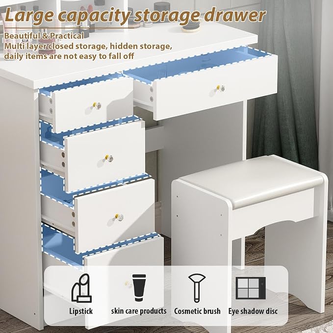 Vanity Set with Rectangular Mirror