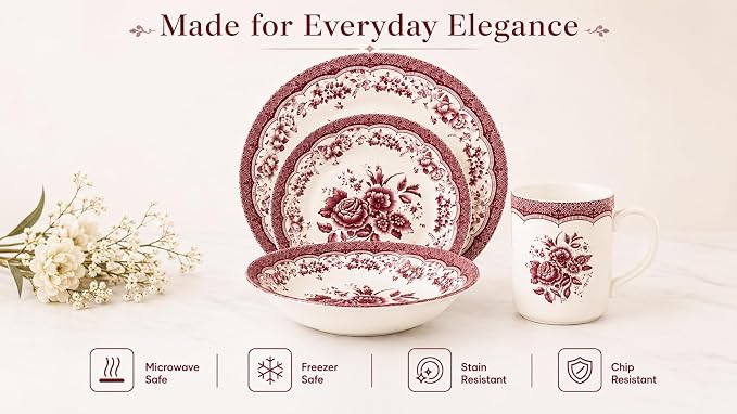 TUDOR ROYAL 24-Piece Porcelain Round Dinnerware Set, Service