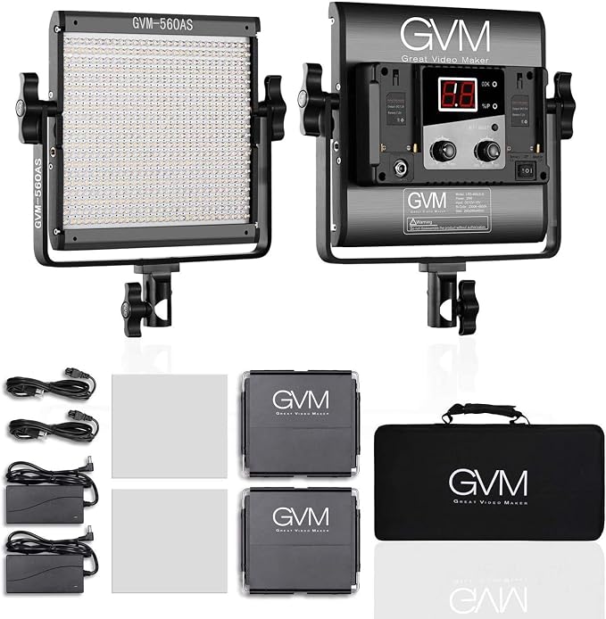 GVM 560 LED Video Light, Dimmable Bi-Color, 2 Packs Photography Lighting