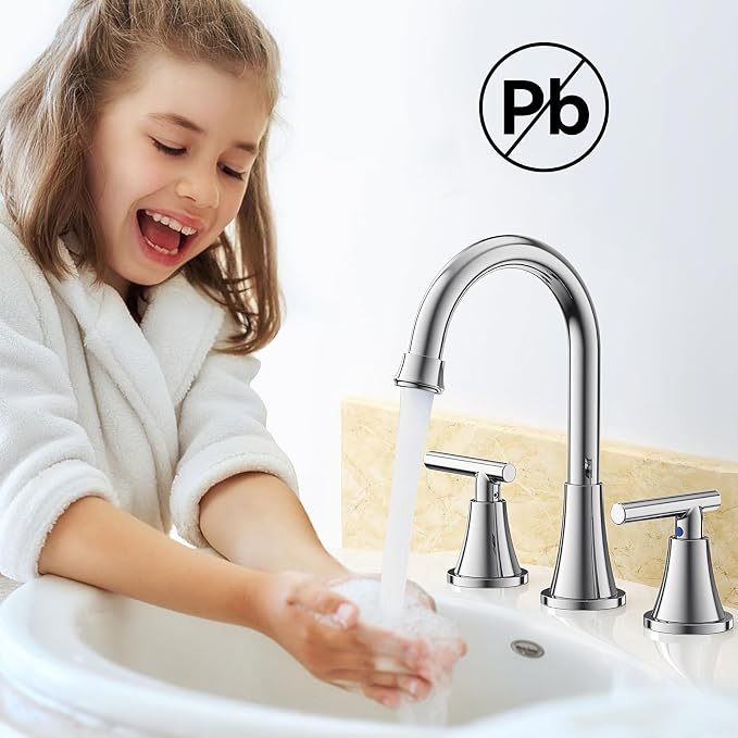 Bathroom Faucets for Sink 3 Hole, Chrome Bathroom Sink Faucet