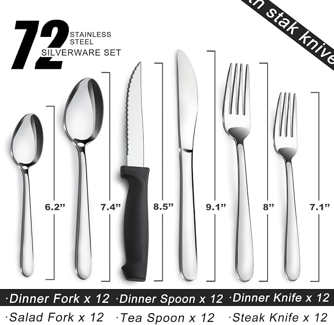 Pleafind 72-Pieces Silverware Set