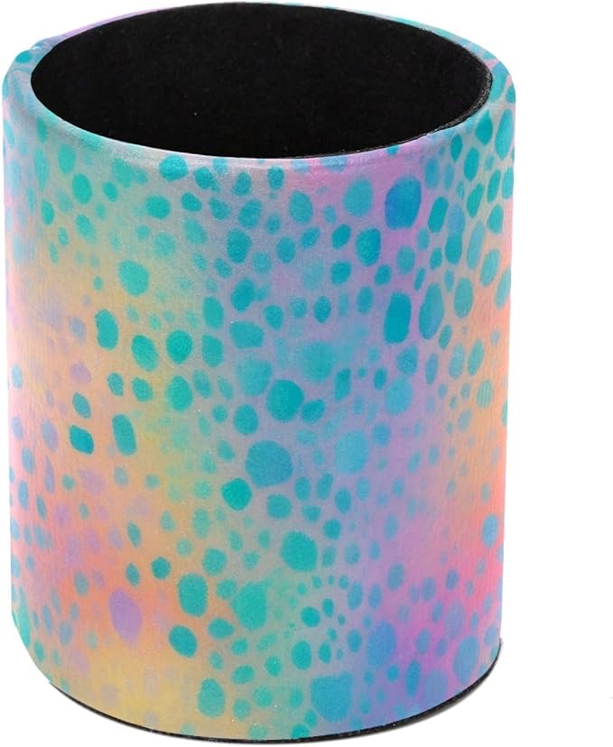 Leather Pen Holder for Desk, Leopard Print Pencil Cup Pen Organizer Makeup