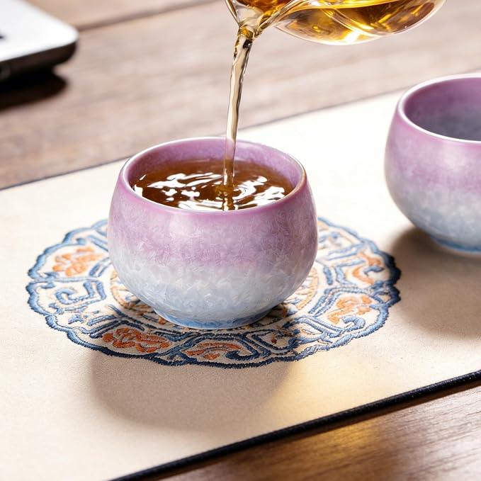 KAMMAK Japanese Tea Cups, 6.7 Oz Small Handmade Ceramic Teacups, Loose Leaf and