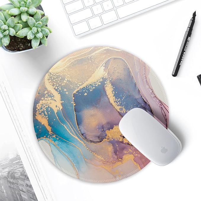 ITNRSIIET Round Mouse Pad with Stitched Edge Premium-Textured Waterproof