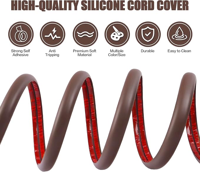 Floor Cord Cover Self Adhesive Cord Hider, 3.3FT Cable Management, Extension