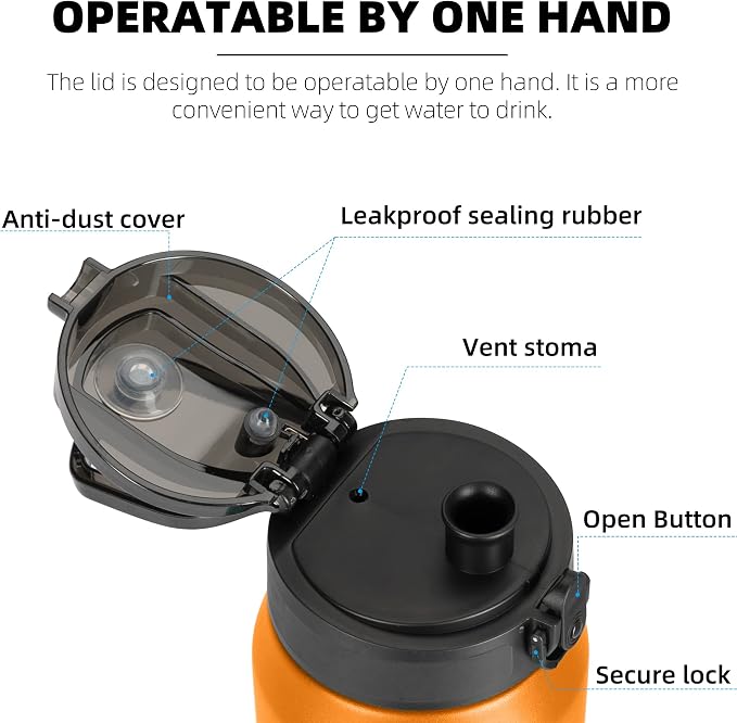Fanhaw 24 oz Insulated Stainless Steel Water Bottle