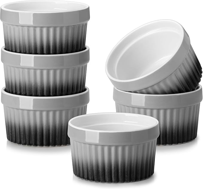 MALACASA Ramekins 8 oz Oven Safe, Large Ceramic Souffle Dishes