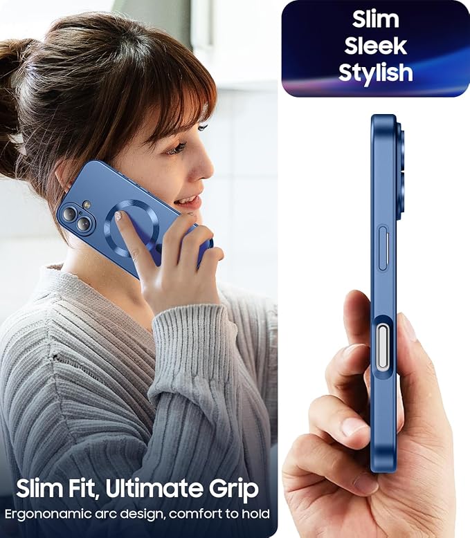 Magnetic for iPhone 16 Case Slim Soft Silicone Bumper Shockproof Metallic