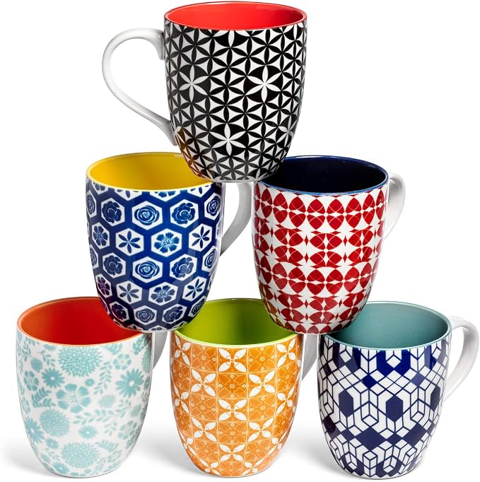 Annovero Large Coffee Mug Set of 6