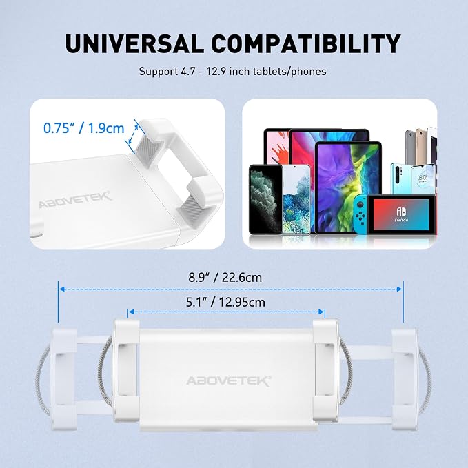AboveTEK Tablet Pillow Stand for Bed, Hands-Free 360° Adjustable iPad Pillow