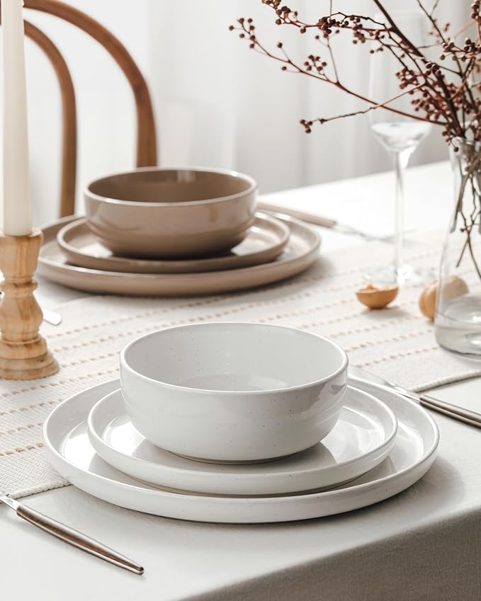 Famiware Milkyway 16-Piece Stoneware Plates and Bowls, Dishes Set