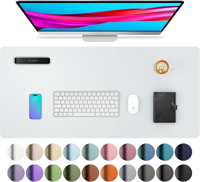 Aothia Leather Desk Pad Protector, Large Mouse Pad, Office Mat, Non-Slip PU