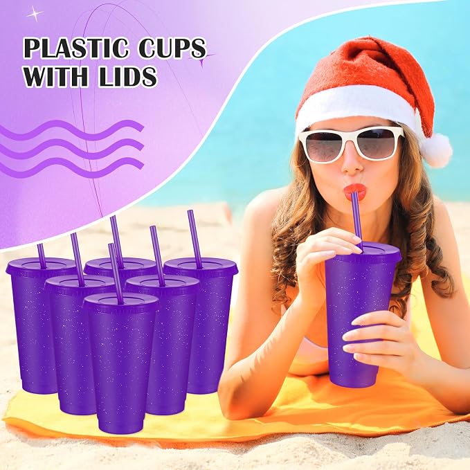 Uiifan 6 Pcs 24 oz Reusable Tumbler